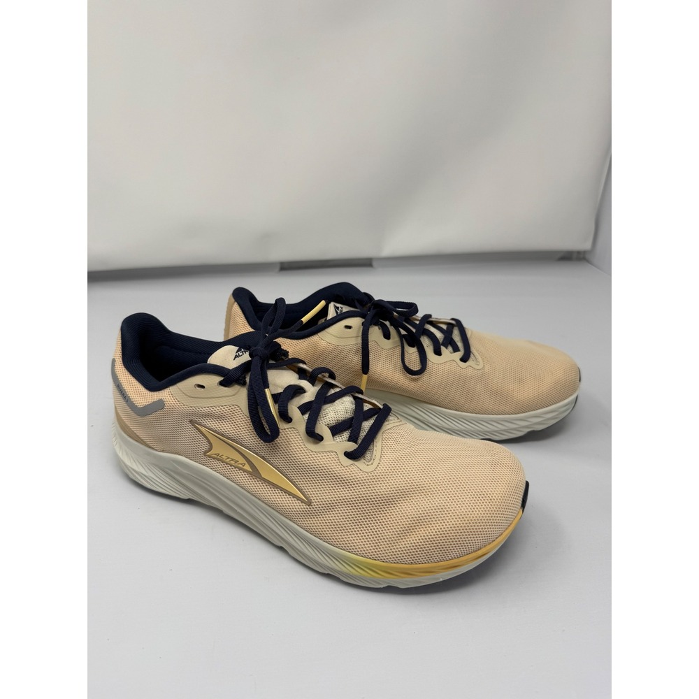 Altra Rivera 3 Womens Size 9 Tan Navy Gold Mesh Zero Drop Road Running Shoes